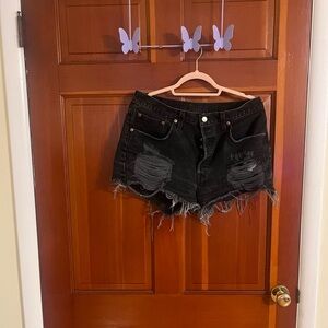 Levi's 501 Black Distressed Jean Shorts